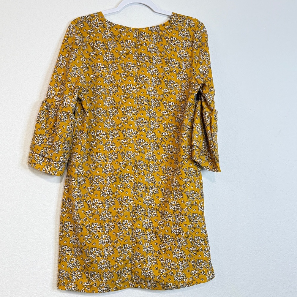 Belongsci Mustard Floral Mini Dress – Boho-Chic Sunshine Style (Size S) - Picture 5 of 16